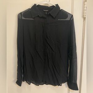 Club Monaco Sheer Black Silk Tuxedo Dress Shirt